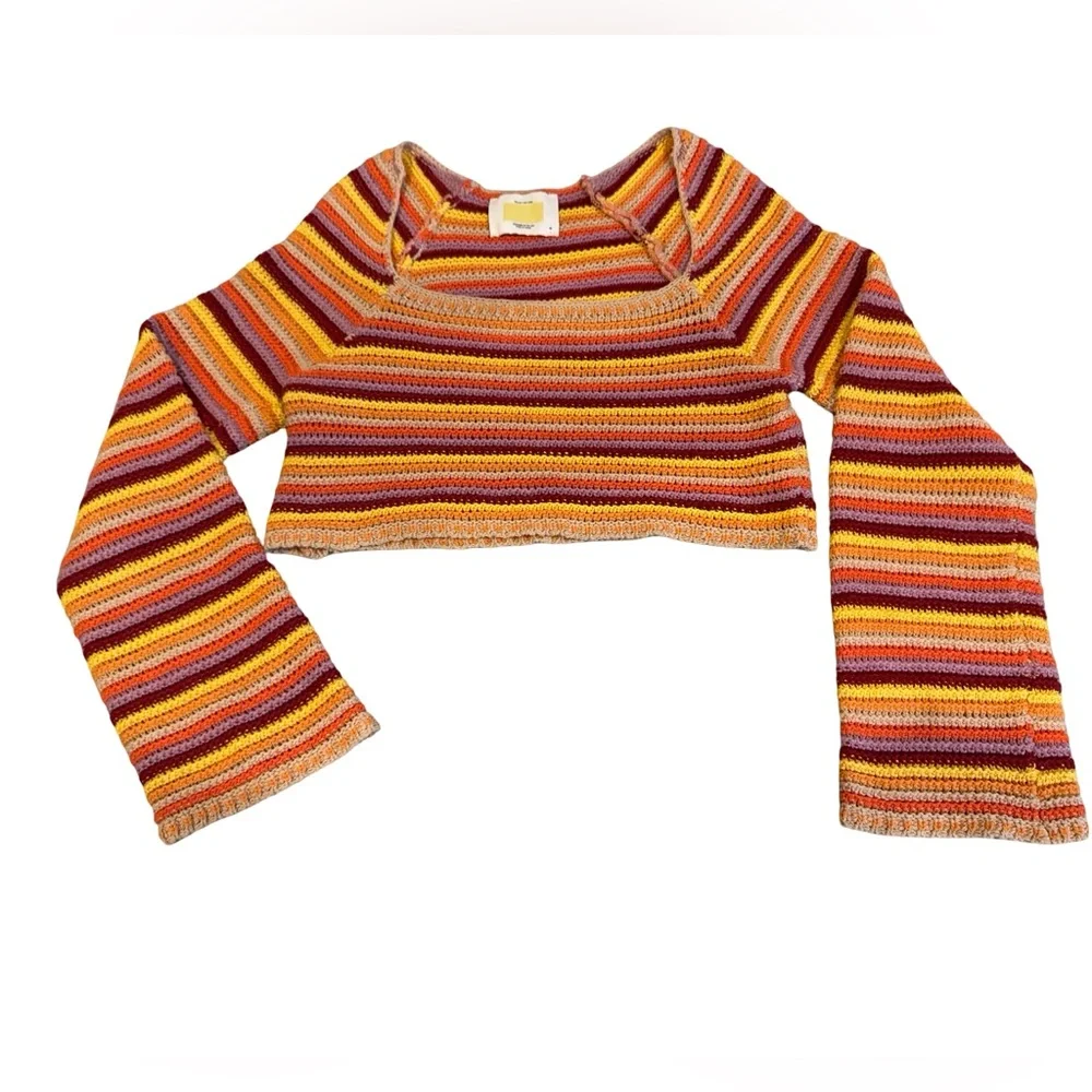 Yellow The Label Alisha knit Cropped Sweater M Multicolor Stripe Bolero Top